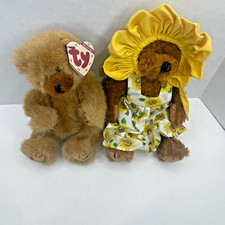 TY Teddy Bear Lot of 2 Vintage 1993 Jointed Plush w/ Dress Tag
