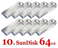 Lot 10x SanDisk 64GB Ultra Luxe USB 3.1 Metal Flash USB Drive SDCZ74 150MBs
