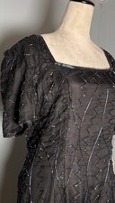 Vintage Jennifer Beaded Silk Evening Dress NWT Black Formal Cocktail Medium