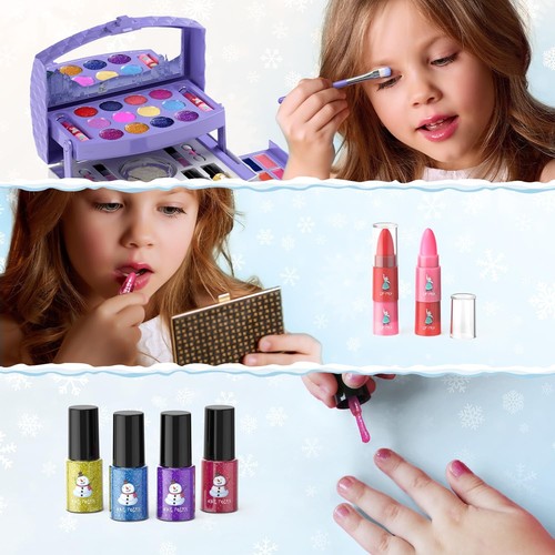 PERRYHOME Kids Makeup Set for Girl 56 Pcs Washable Real Cosmetic Safe & Non-Tox - Picture 5 of 7
