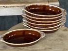 Hull Brown Drip Pottery set 7 Oval Au Gratin Casserole Dish Oven Safe Mac & Chee