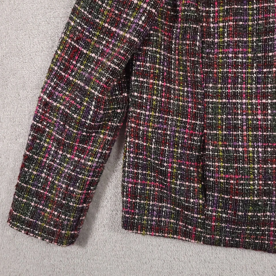 Chaqueta Blazer Christopher Banks Tweed Para Mujer Cuello Mediano Forrado Bolsillos Cremallera Completa Foto 4 de 4