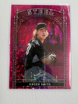 2024 Leaf Trinity Hagen Smith /7 #S-37 Steel Iron Pink Dot Refractor