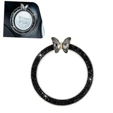 Car Engine Start Stop Decorative Ring, Bling Butterfly Diamond Start 1 PC Black
