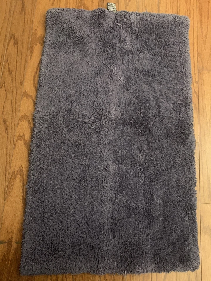 VTG RALPH LAUREN Navy Blue 21"x34" Reversible Cotton Shag Rug Luxurious US Made - Image 2 of 4