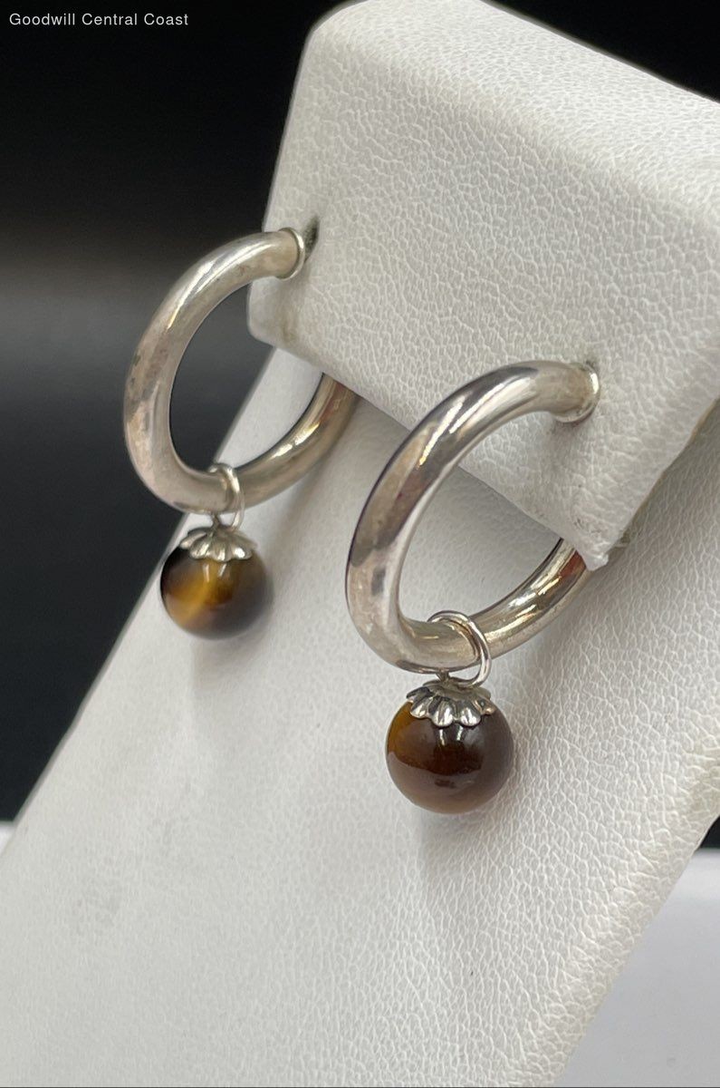 925 Silver Dangle Earrings W/Interchangeable Gems… - image 2