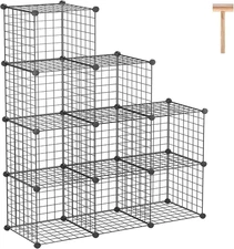 C&AHOME Wire Cube Storage - 9-Cube Organizer, Metal Grids, Modular Bookshelf, Cl