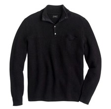 New J.Crew Thermal Cotton Half-Button Pullover Sweater Black Men's Size L K4058