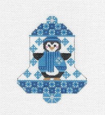  NEW Penguin in Blue Bell handpainted Needlepoint Ornament by CH Design  Danji