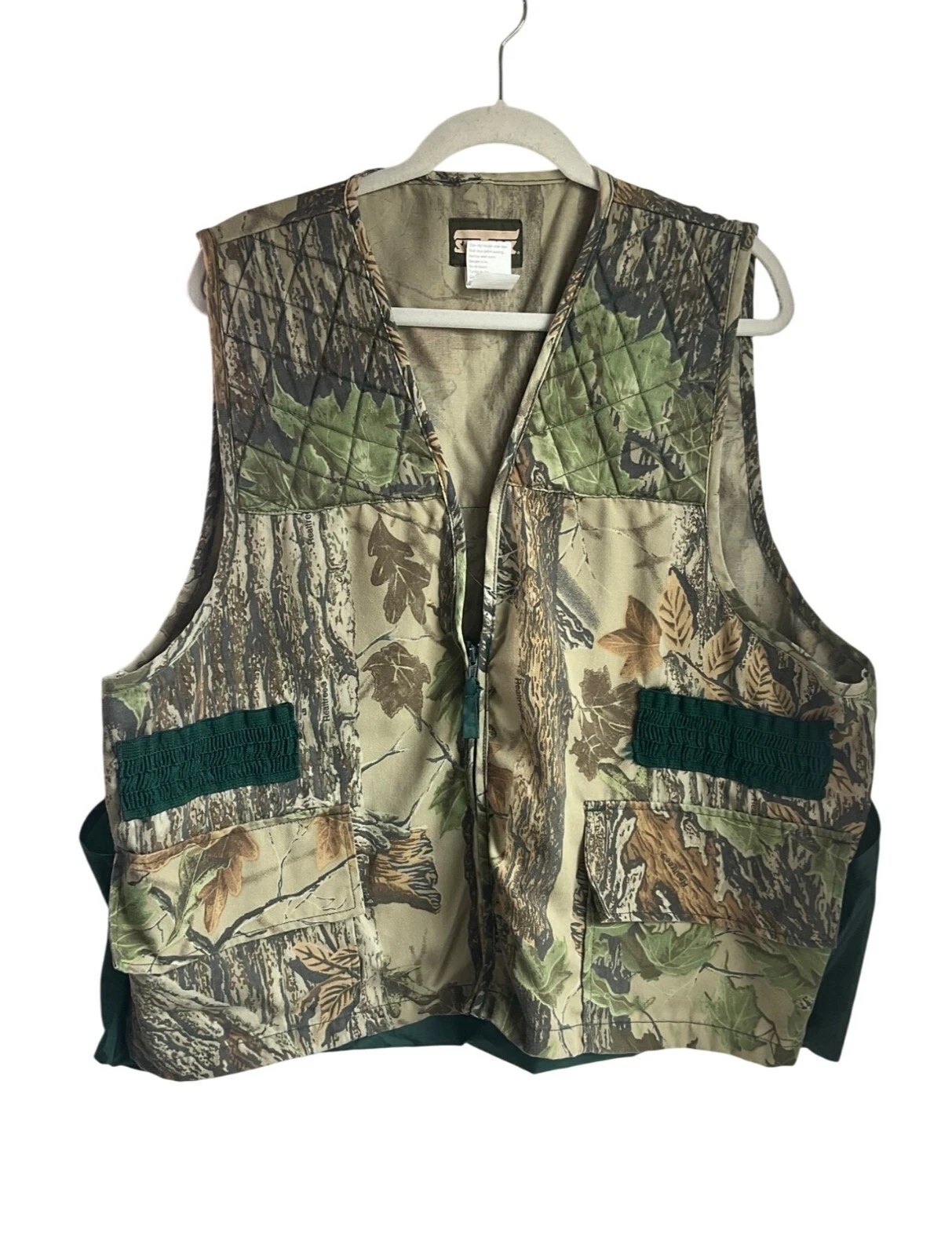 Vintage Saf T Bak Sz XL Mens Hunting Fly Fishing Vest Camo Real Tree Trapper Poc