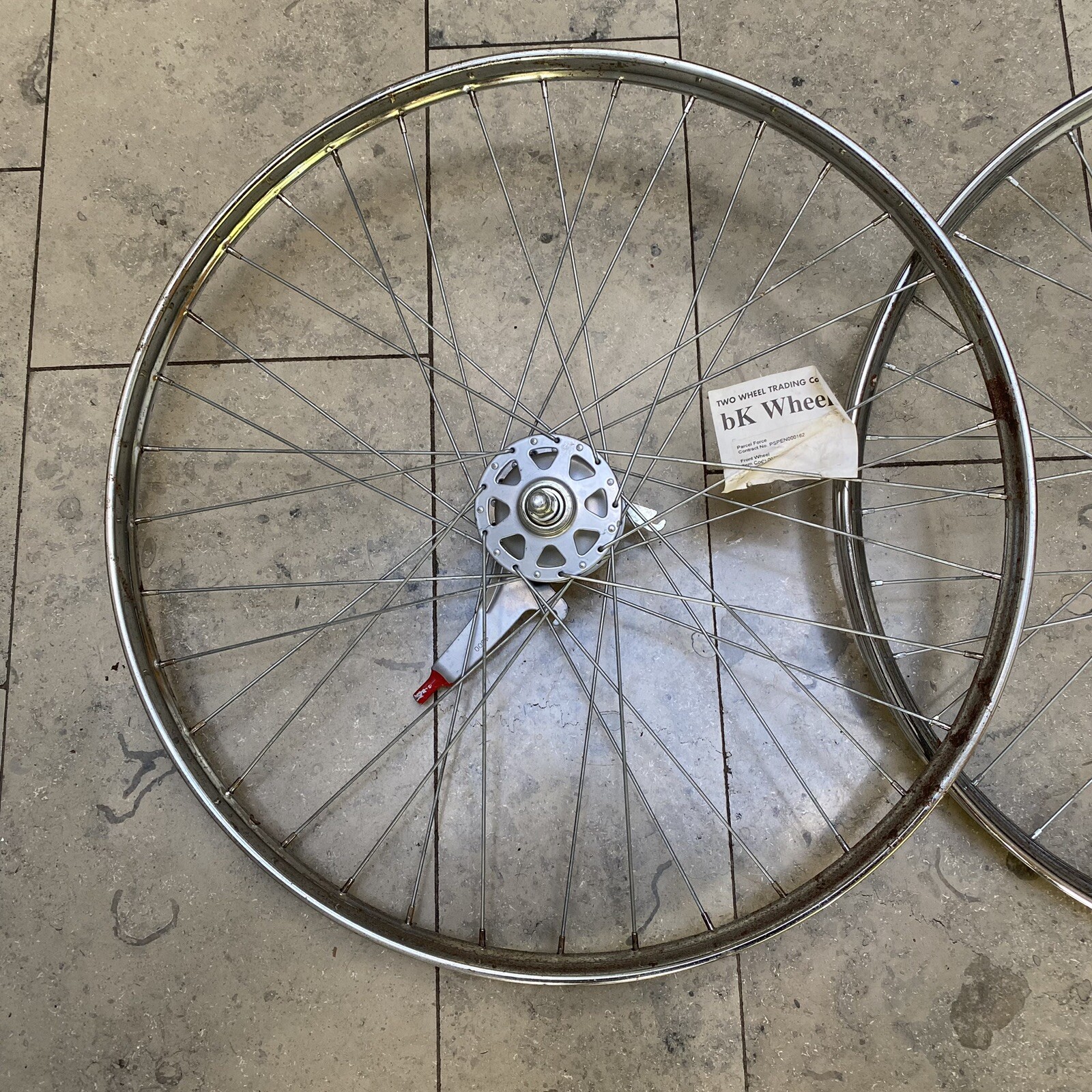 Vintage 36h 26 x 1 1/2 Wheelset Silver Hub Brake Internal Gears Tandem