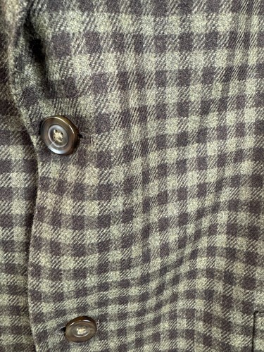 KROON wool cashmere brown check gingham unlined mens blazer jacker 46L NWOT - Picture 2 of 16