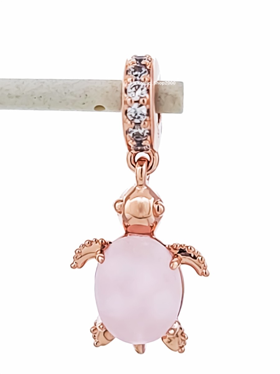 New Authentic Rose Gold PANDORA Murano Glass Pink Sea Turtle Charm