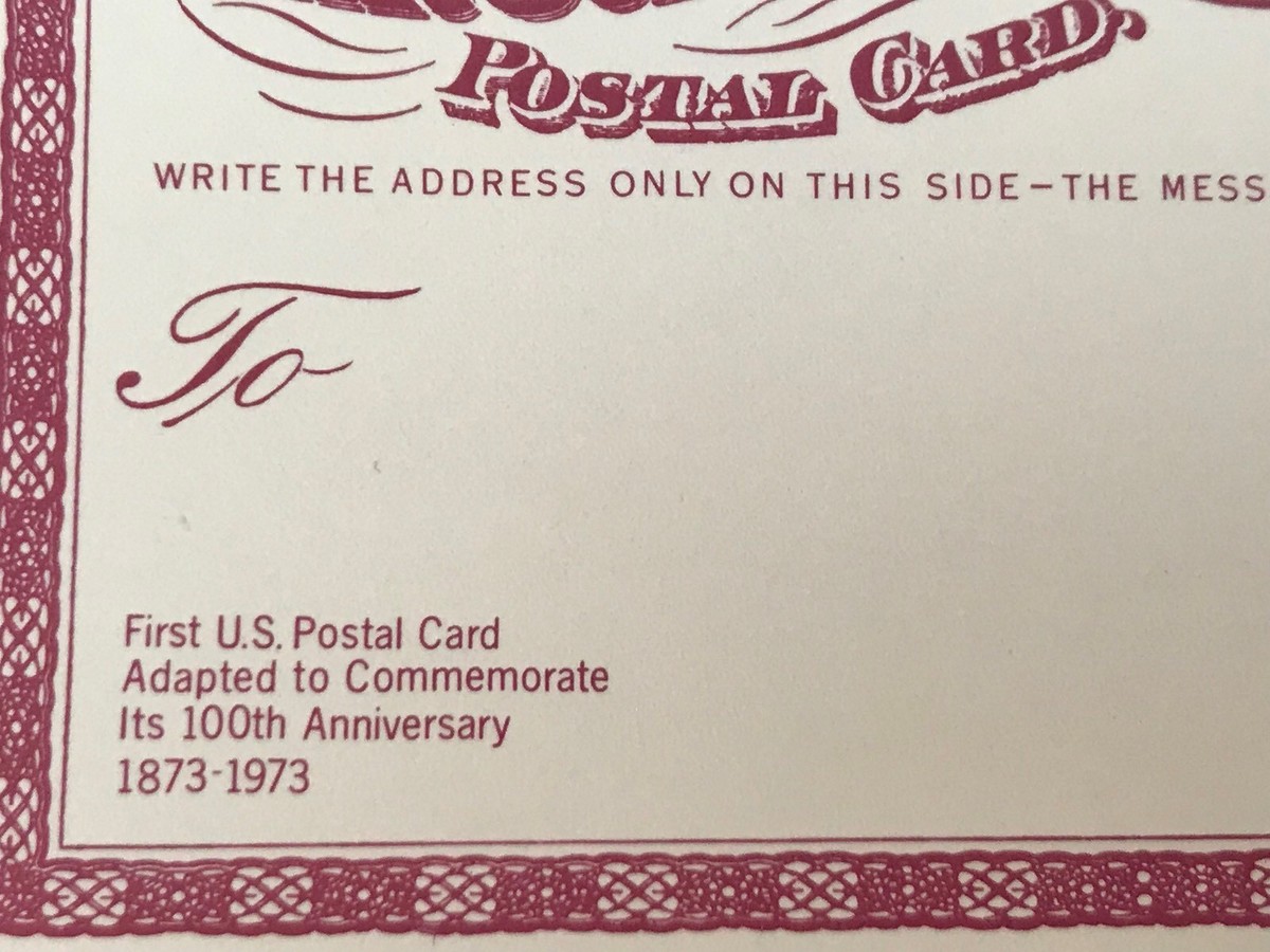 US Postal Cards Six Cents 1973 100th Anniversary Unused US Postal Cards Six Cents 1973 100th Anniversary Unused