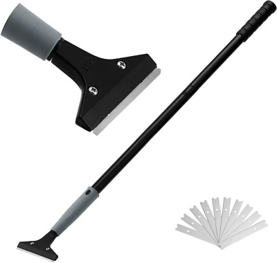 Heavy Duty 4-Inch Razor Blade Floor Scraper, 45 Inch Long-Handle, Cleaning Glass