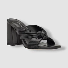 Nine West Women's Black Galinda Square Toe Strappy Dress Sandals Shoe Size 6.5M