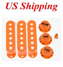 KAISH ST Style Guitar Pickup Covers Knobs Black Number with Switch Tip Orange