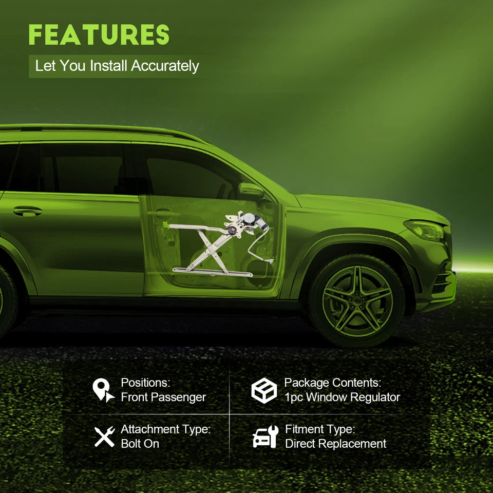 Regulador de ventana eléctrica delantero derecho con motor para Toyota Tacoma 1995-2004 Foto 2 de 4