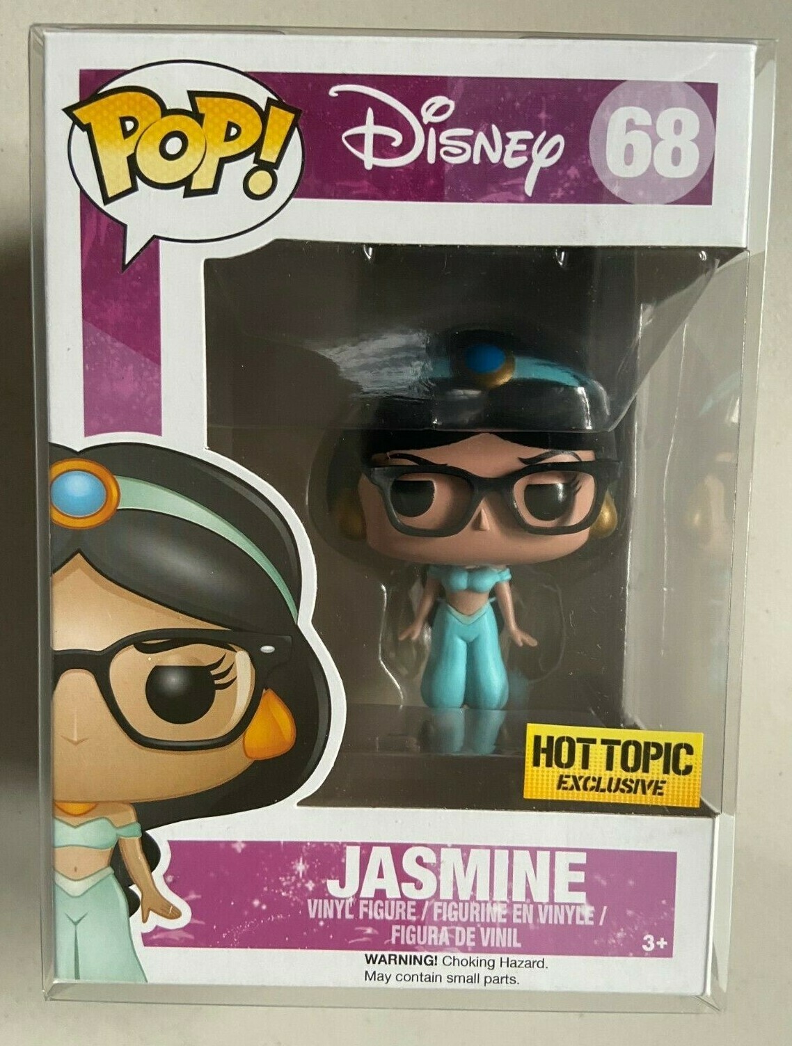 Funko Pop Disney Princess Nerd Hipster Jasmine #68 Hot Topic Exclusive Aladdin