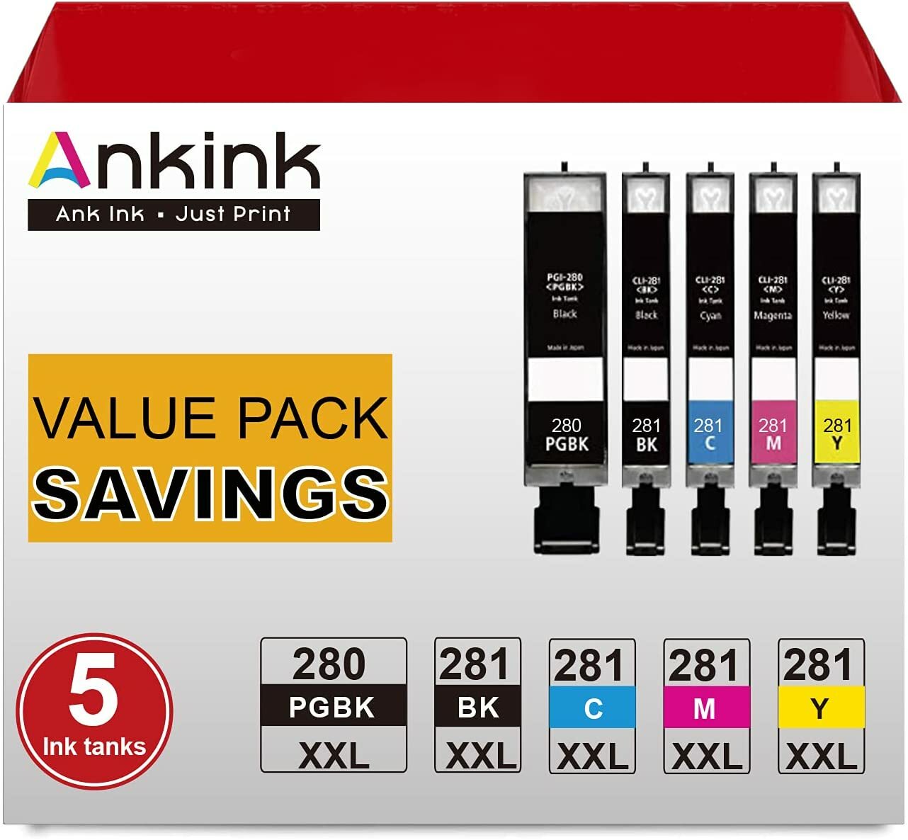 5x Ink Cartridges for Canon PGI-280 XXL CLI-281 XXL PIXMA TS6120 TS6220 TS6320-image