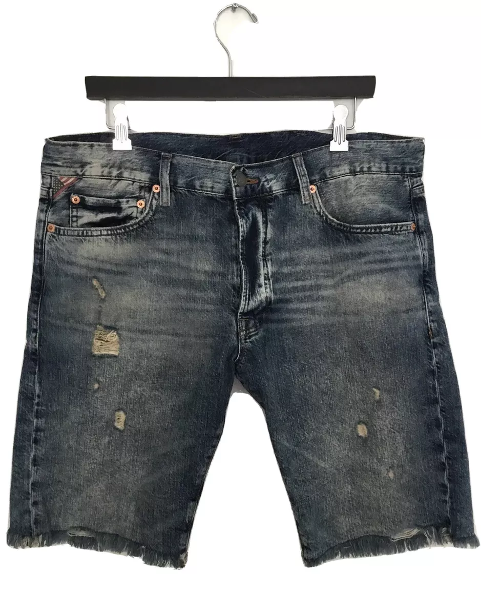 Denim Supply Ralph Lauren Denim Slim Mens Shorts Frayed Hem Size 38