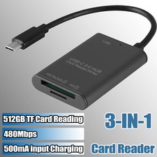 3-in-1 Multi USB Memory Card Reader 480Mbps for SD SDHC Micro SD MMC RS-MMC