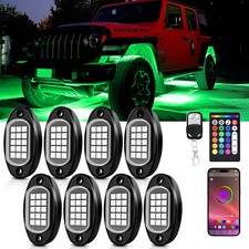 8 PCS RGB LED Rock Lights LED Underglow Underbody Accent Car Light APP Control