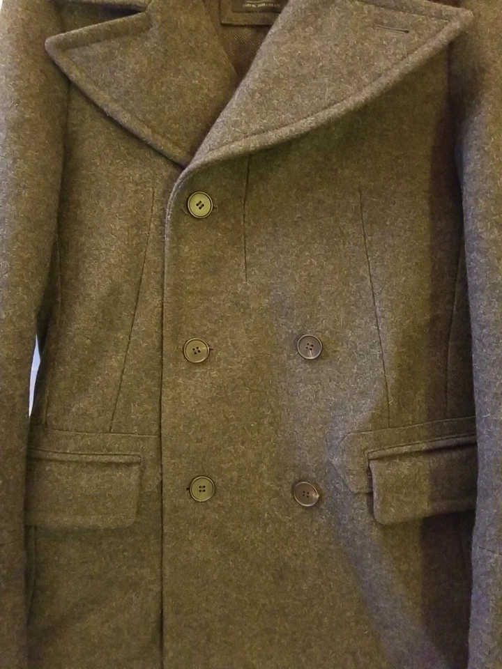 Chaqueta All Saints Lana Marinero Gris Oscuro Forrada Gruesa Talla Pequeña Doble Pecho Foto 4 de 4