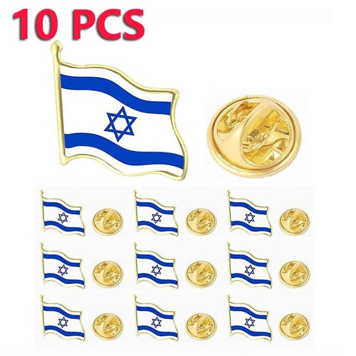 10PCS Collectction Israel Flag Cllectible Waving National Flag Badge Pin Brooch