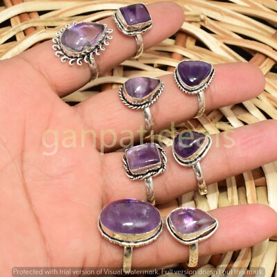 1000pcs Lot Amethyst Gemstone Rings Wholesale Lots 925 Silver Plated Jewelry