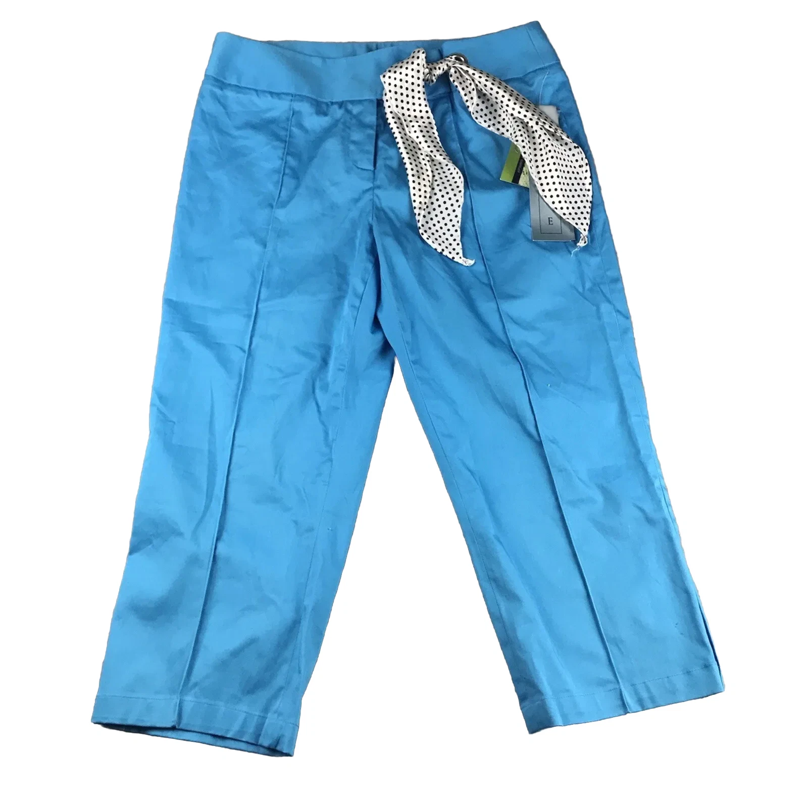 Dalia Pants Womens 12P Blue Belted Casual Flat Front Lightweight Capris NWT