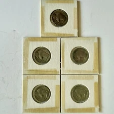 Lot of Five (5) Buffalo/Indian Head Nickels/5c/4 Are 1935 P/Last Is Unreadable