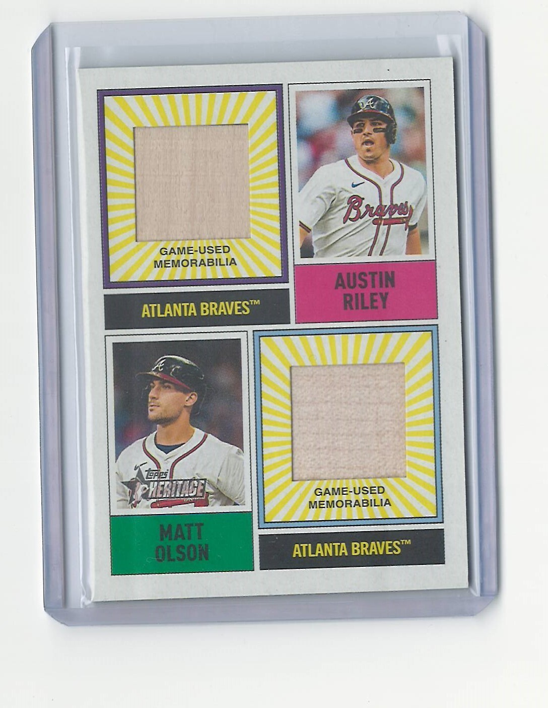 2025 Topps Heritage Austin Riley & Matt Olson Dual Relic #DPMCR-RO Braves