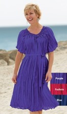 PURPLE CROCHET TRIM DRESS ONE SIZE FITS SIZE S-M-L-XL SELF BELT NEW WASH