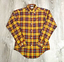 Vintage 60s 70s Brent Montgomery Ward Plaid Poplin Shirt Retro Preppy Mod S / XS