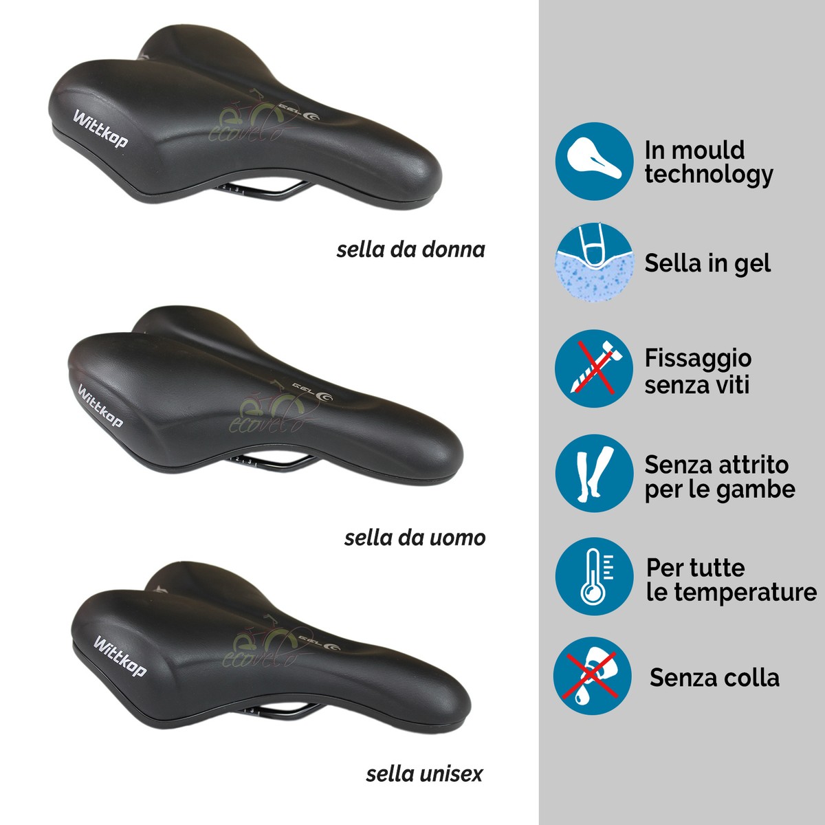 Bicycle Saddle Selle Per Donna WITTKOP BIKE GEL CITY