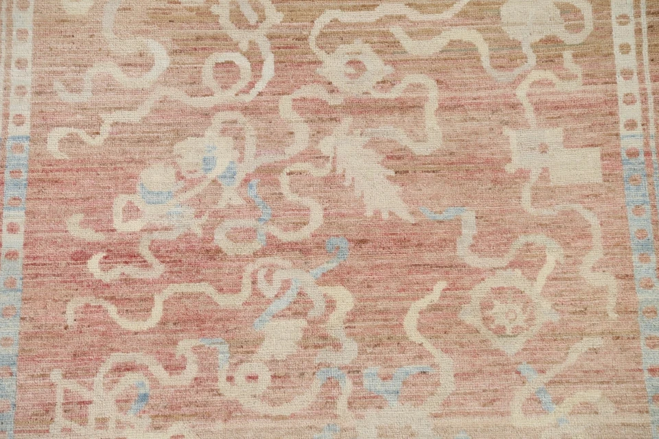 Vegetable Dye Oushak Turkish 4x5 Area Rug Hand-knotted Transitional Wool Carpet - Image 4 of 4