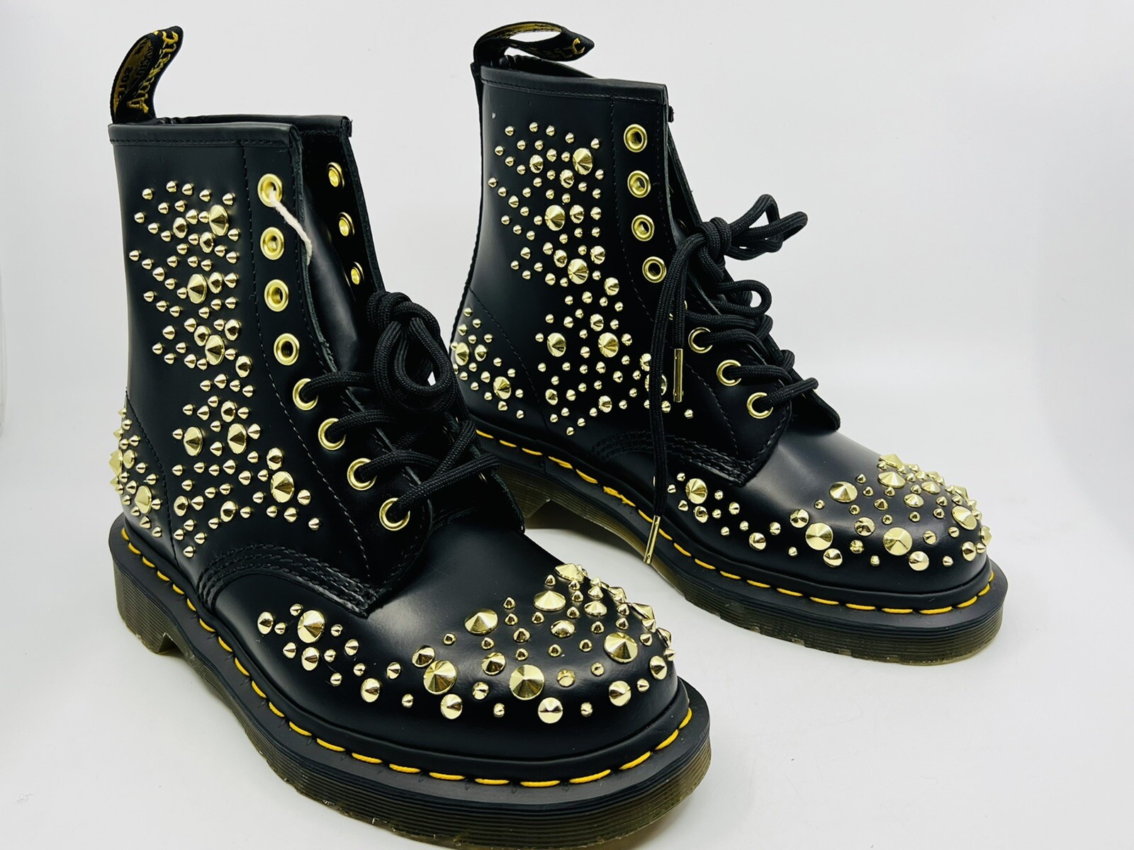1460 midas smooth leather gold studded boots