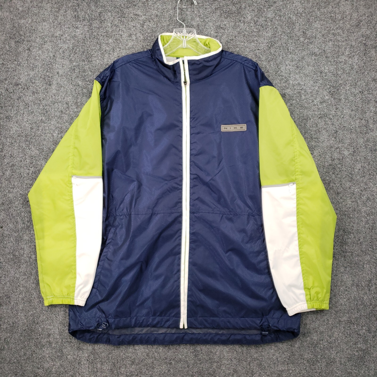 SACAI X NIKE Giacca a vento VINTAGE Nike uomo M blu medio verde argento etichetta scatola logo anni 90 Y2K