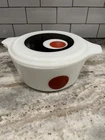 Vintage Pyrex Moon Deco 1971 ~Covered Casserole with Lid ~Black with Red Dot 475