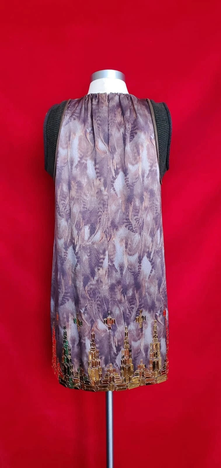 Undercover Co. Ltd Brown Feather Print Wool Silk Dress Size 2