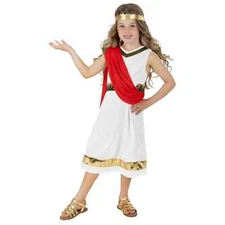 Girls Greek Goddess Costume S - XL Kids Ancient Roman Toga Dress Halloween