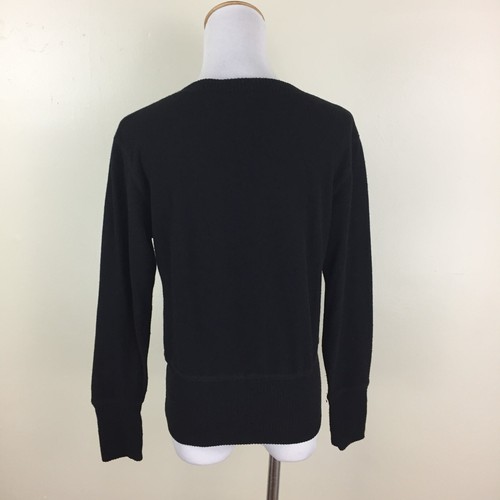 LNA Black Cut V Neck Ribbed Collar Cuff Hem Long Sleeve Sweater Womens sz XS - Picture 10 of 11