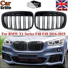 FOR BMW X1 F48 GLOSS BLACK M DOUBLE SPOKE LOOK FRONT KIDNEY GRILLES GRILLS 15-19