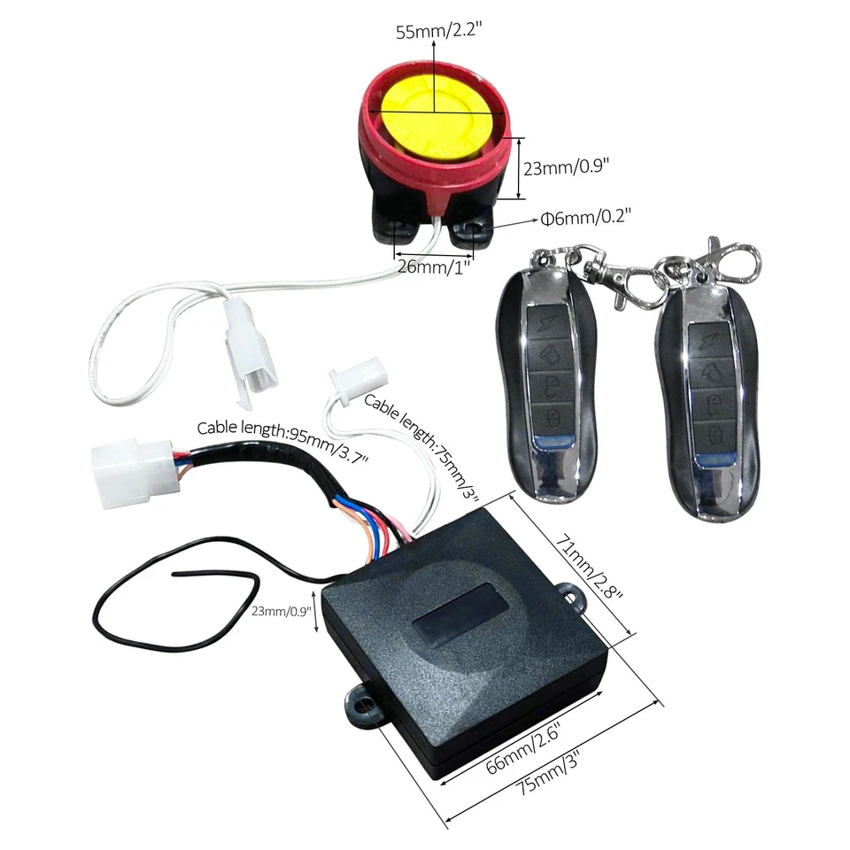 Sistema de Alarma de Seguridad Antirrobo 12V Control Remoto para ATV Quad Buggy Moto Foto 3 de 4