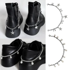 Rhinestone Pearl Chain Shoe for Sneaker Luxury Tassels Chain Boots Accessories
