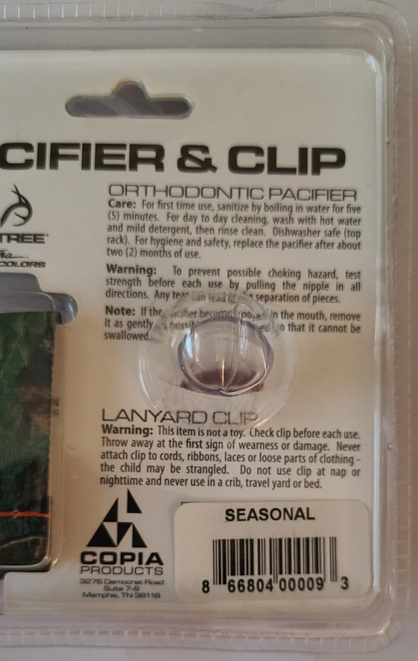 Orange Pacifier Clip Camo Strap 0-6 Months Orthodontic Infant Baby Realtree Xtra - Image 4 of 4