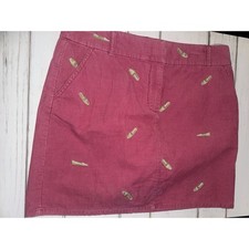 J. Crew Pink Cotton Corduroy Mini Skirt Embroidered Preppy Boat Shoes Size 10
