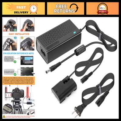 Dummy Battery AC Power Adapter Kit for Canon EOS R5 R6 90D 5D Mark IV DSLR