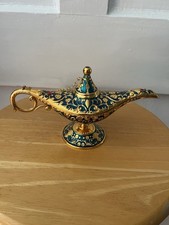 Vintage Aladdin Magic Genie Lamp - Metal Carved Wishing Light